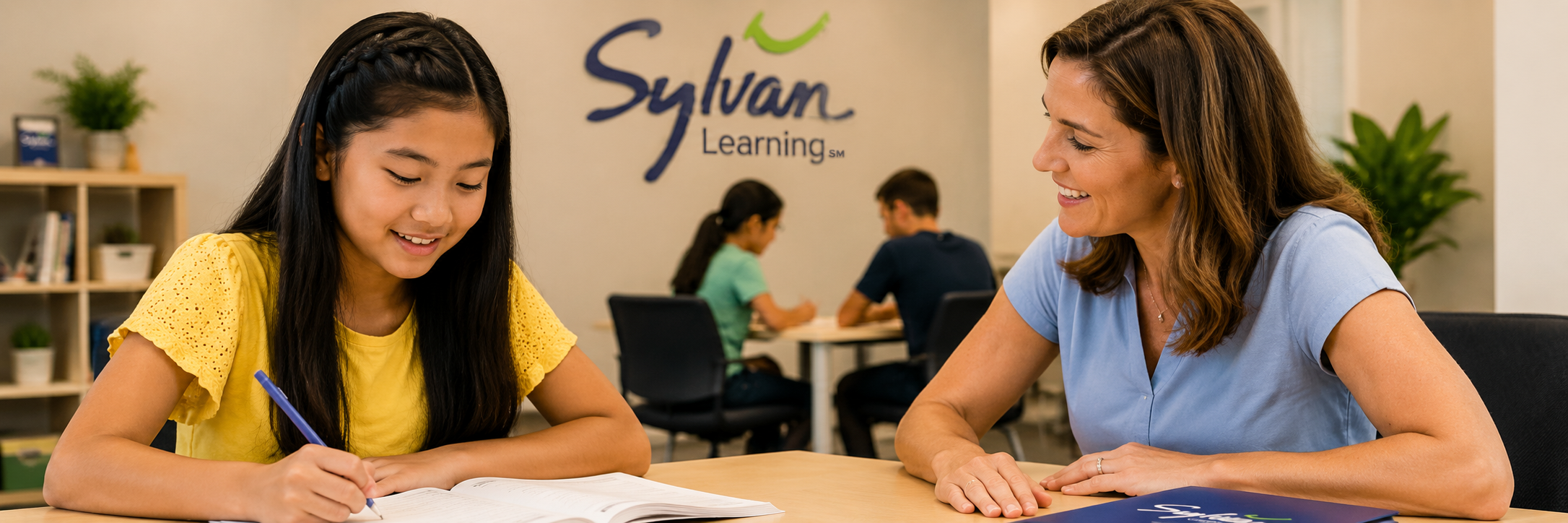 A student working with a credentialed Sylvan educator in a summer session at Sylvan Learning Westgate